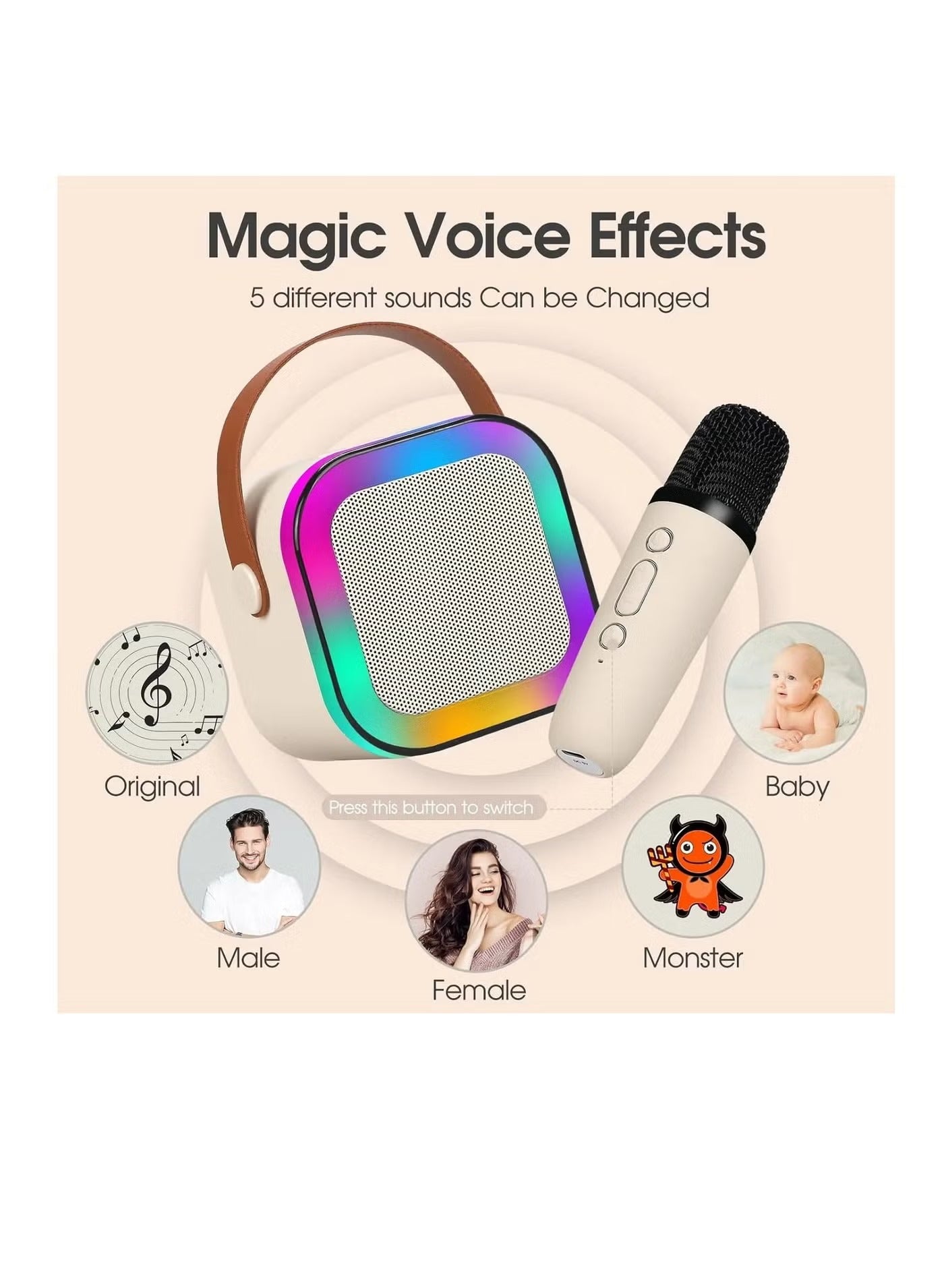 K12 Bluetooth Karaoke Speaker with Voice Changer Mic
